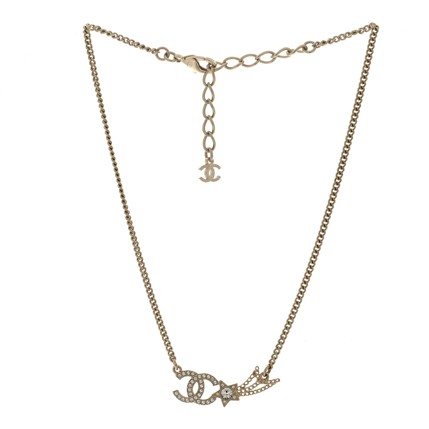 Crystal Starfall CC Pendant Necklace Gold
