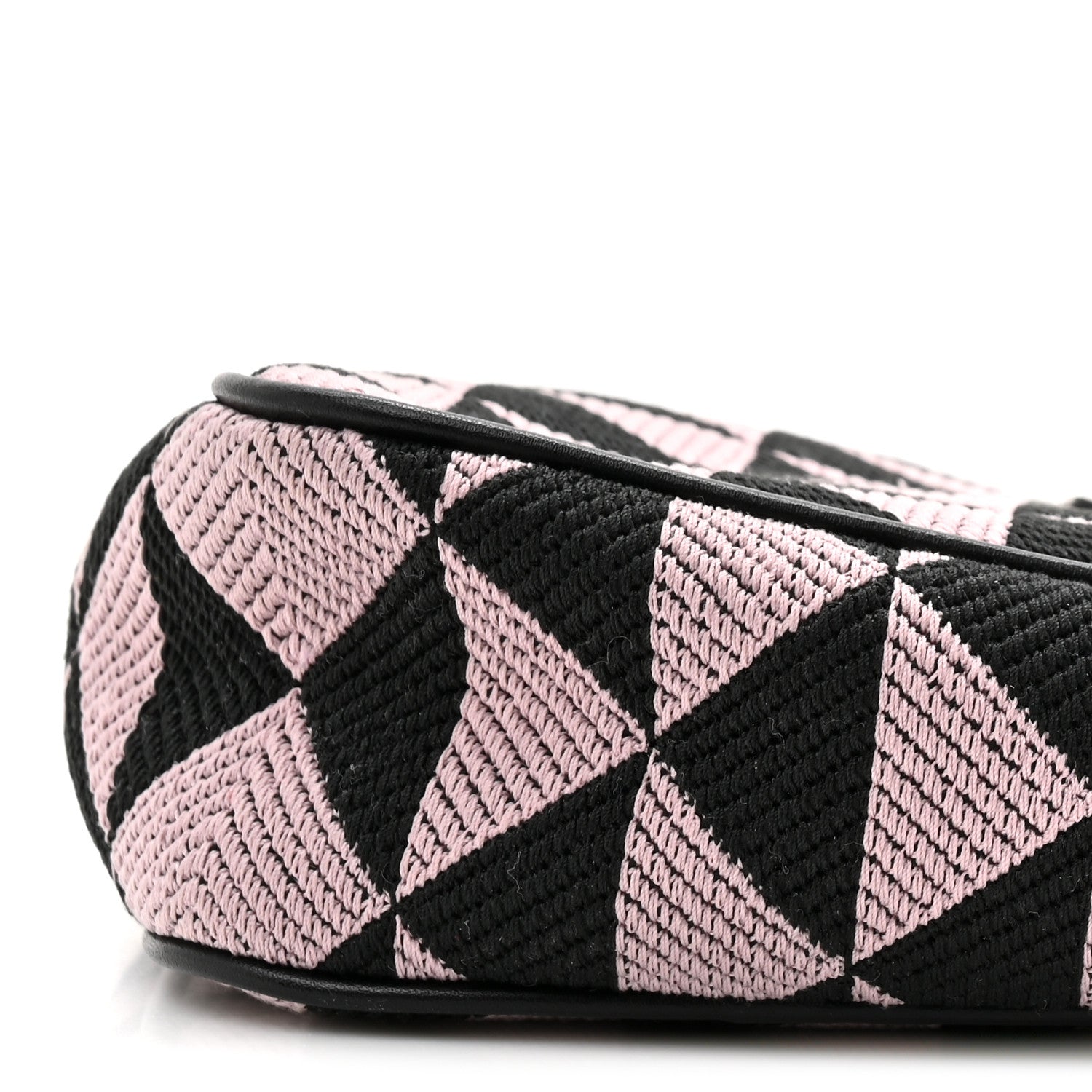 Prada Jacquard Triangolo Symbole Embroidered Mini Triangle Bag Black Alabastro