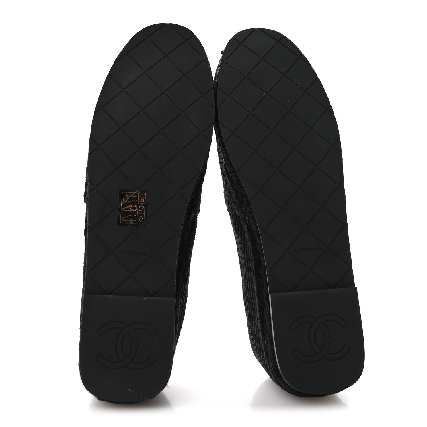 Corduroy Grosgrain Cap Toe CC Espadrille Flats 39 Black