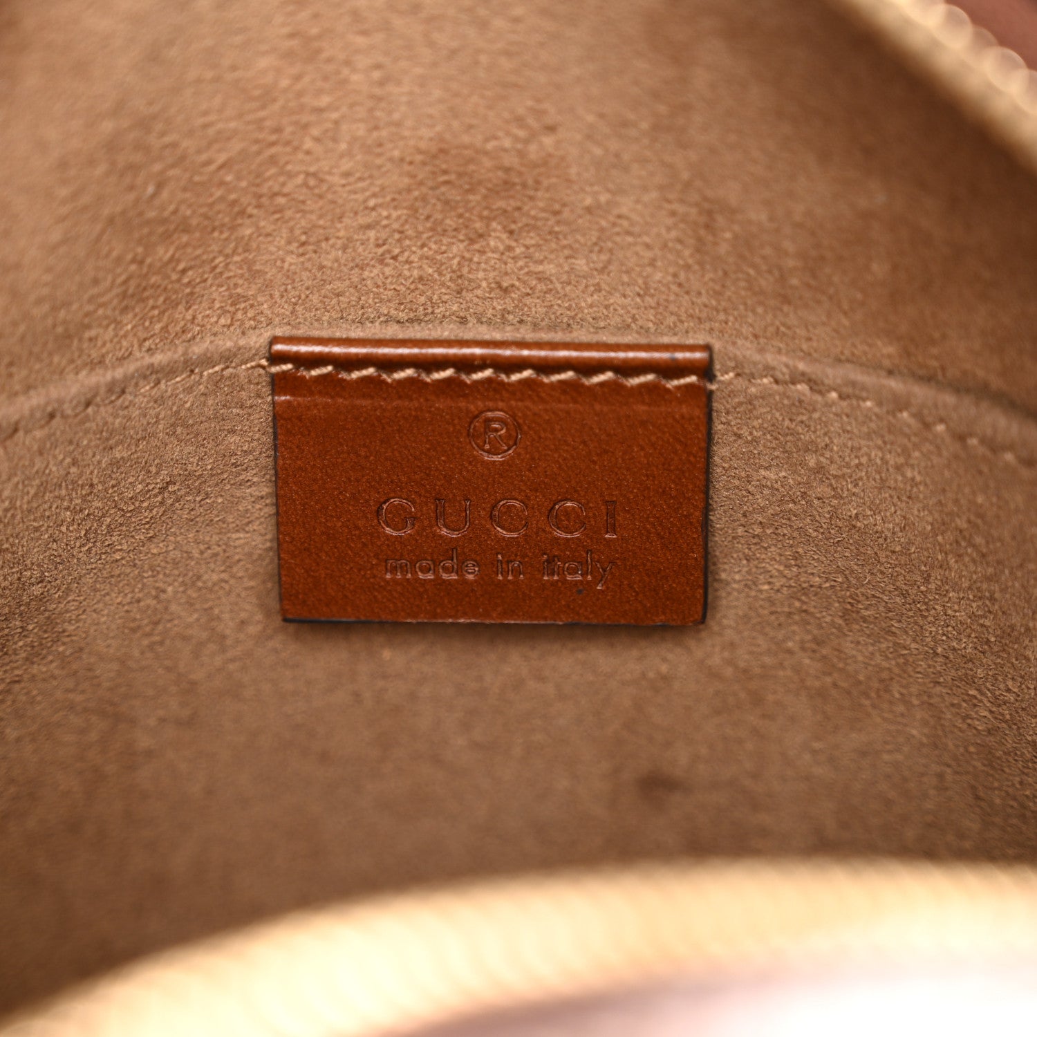Gucci GG Supreme Monogram Cuoio Toscano Mini Chain Shoulder Bag Beige Ebony Cuir