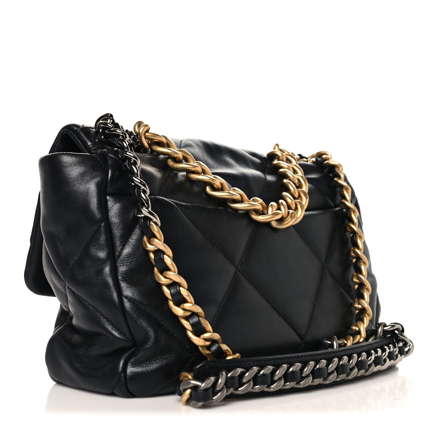 Chanel Lambskin Quilted Large Chanel 19 Flap Black
