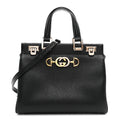 Gucci Grainy Calfskin Small Zumi Top Handle Bag Black