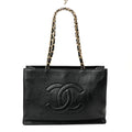 Chanel Shiny Aged Calfskin Shopping Bag Black
