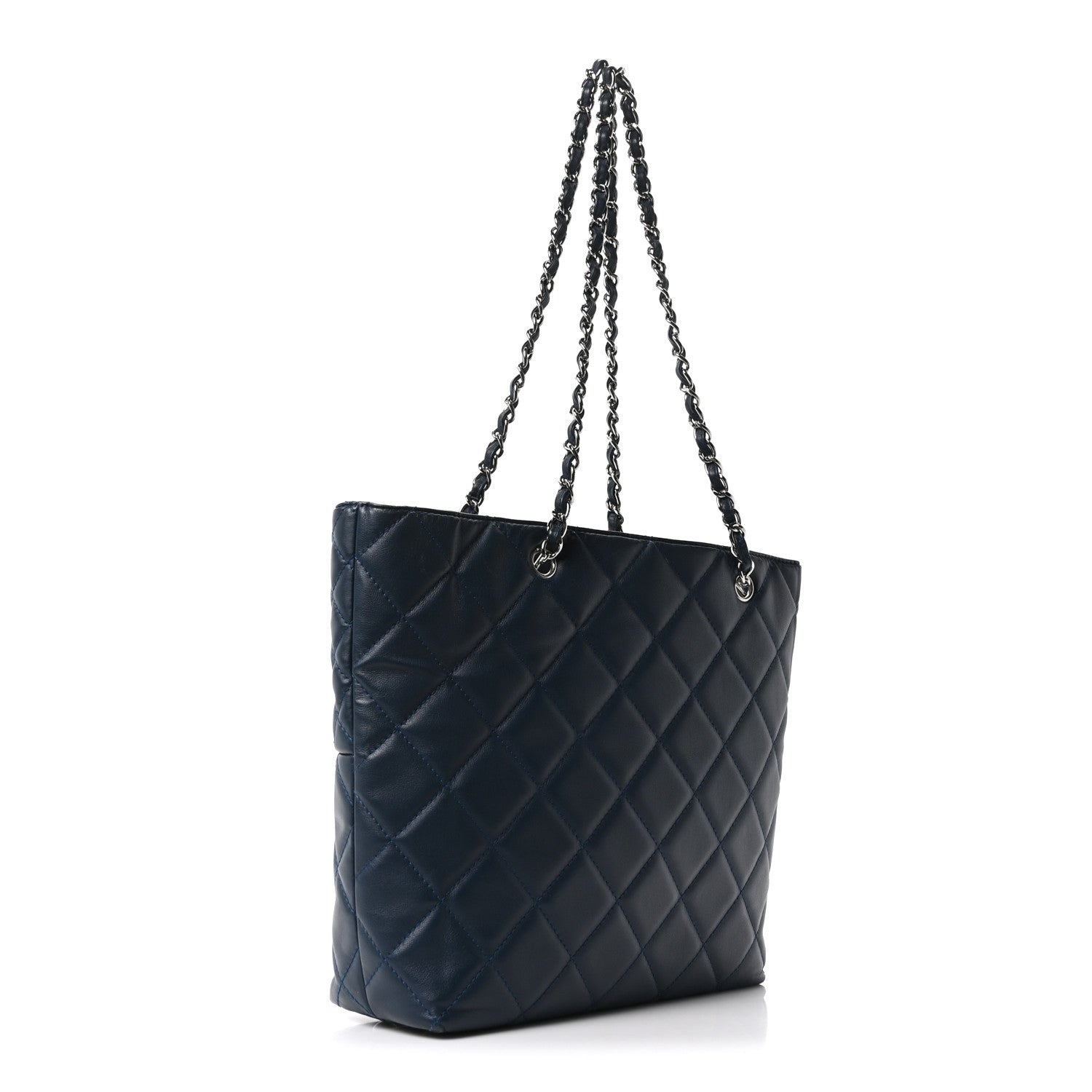 Chanel Calfskin Quilted In The Business North South Tote  Blue