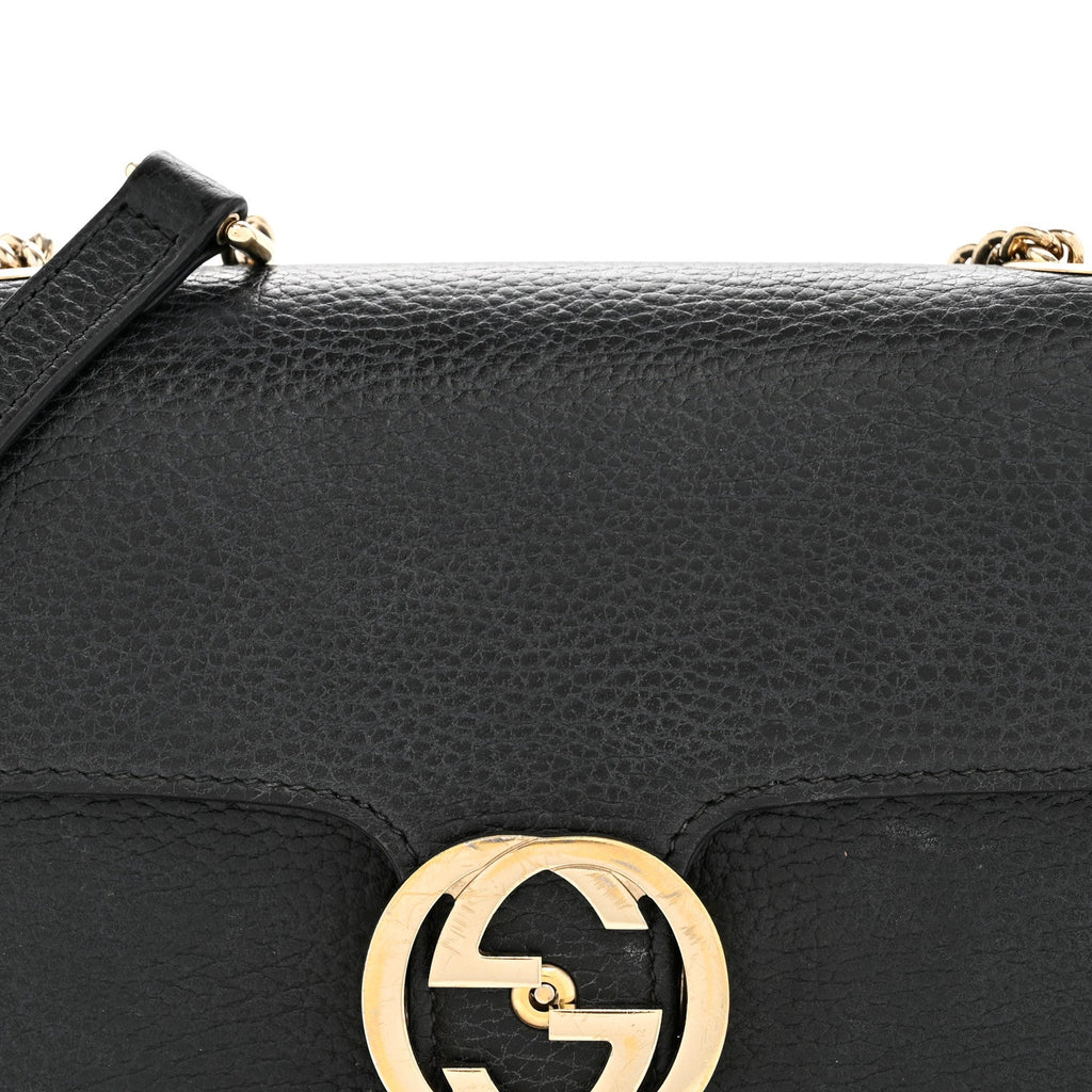 Gucci Dollar Calfskin Small Interlocking G Shoulder Bag Black
