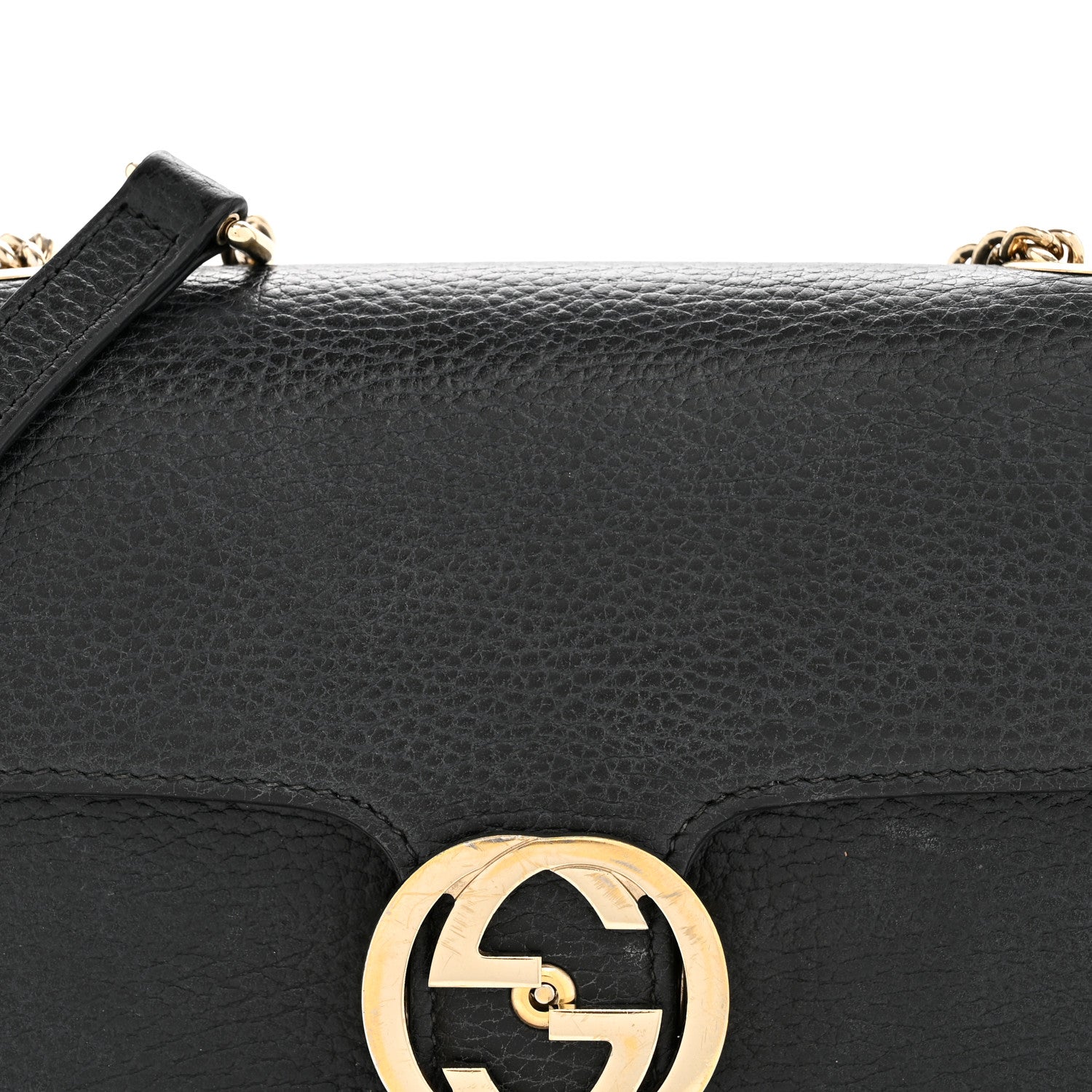 Gucci Dollar Calfskin Small Interlocking G Shoulder Bag Black