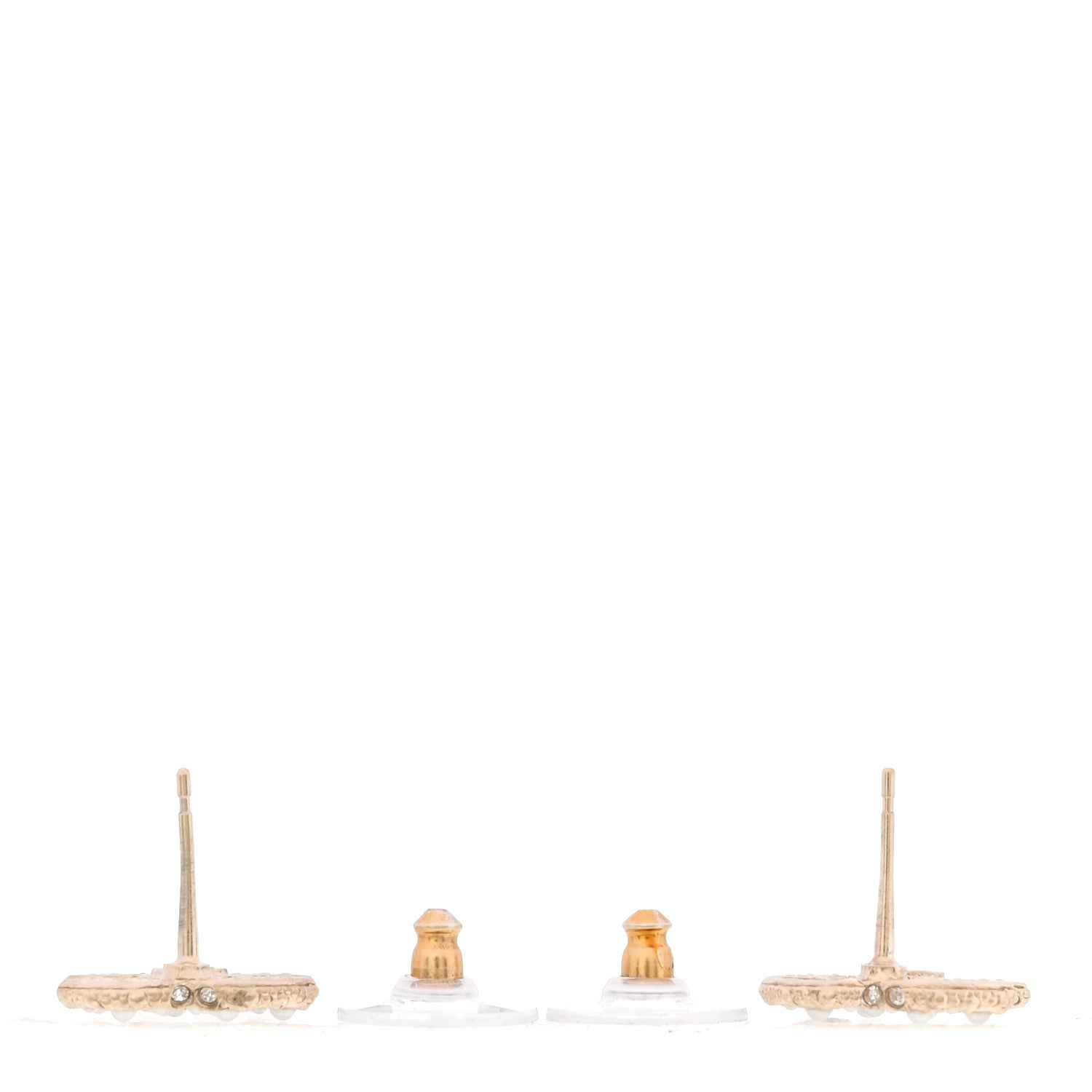 Metal Graduated Pearl Crystal CC Earrings Light Gold