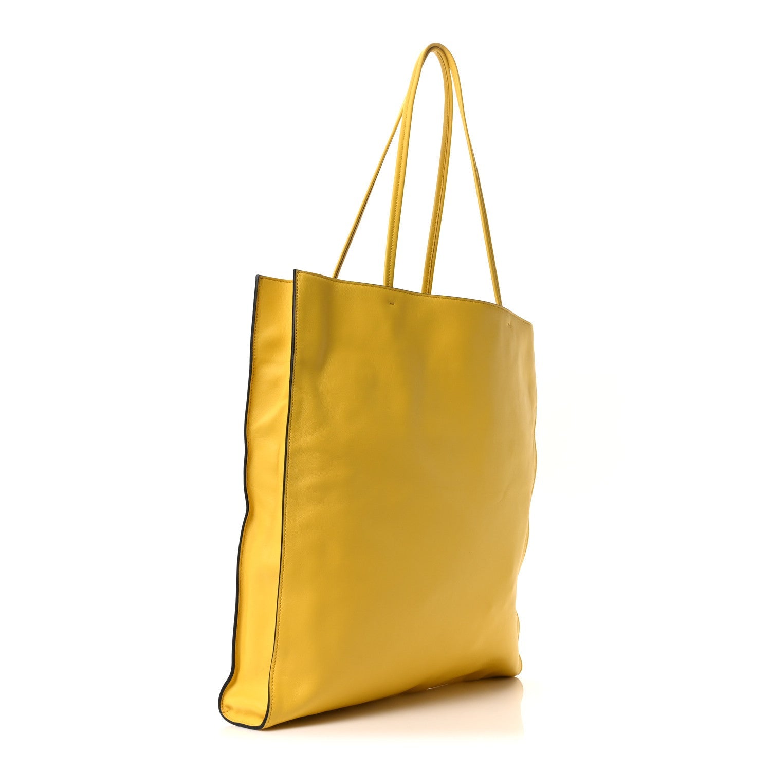 Prada Soft Calfskin Triangle Logo Embossed Tote Sole