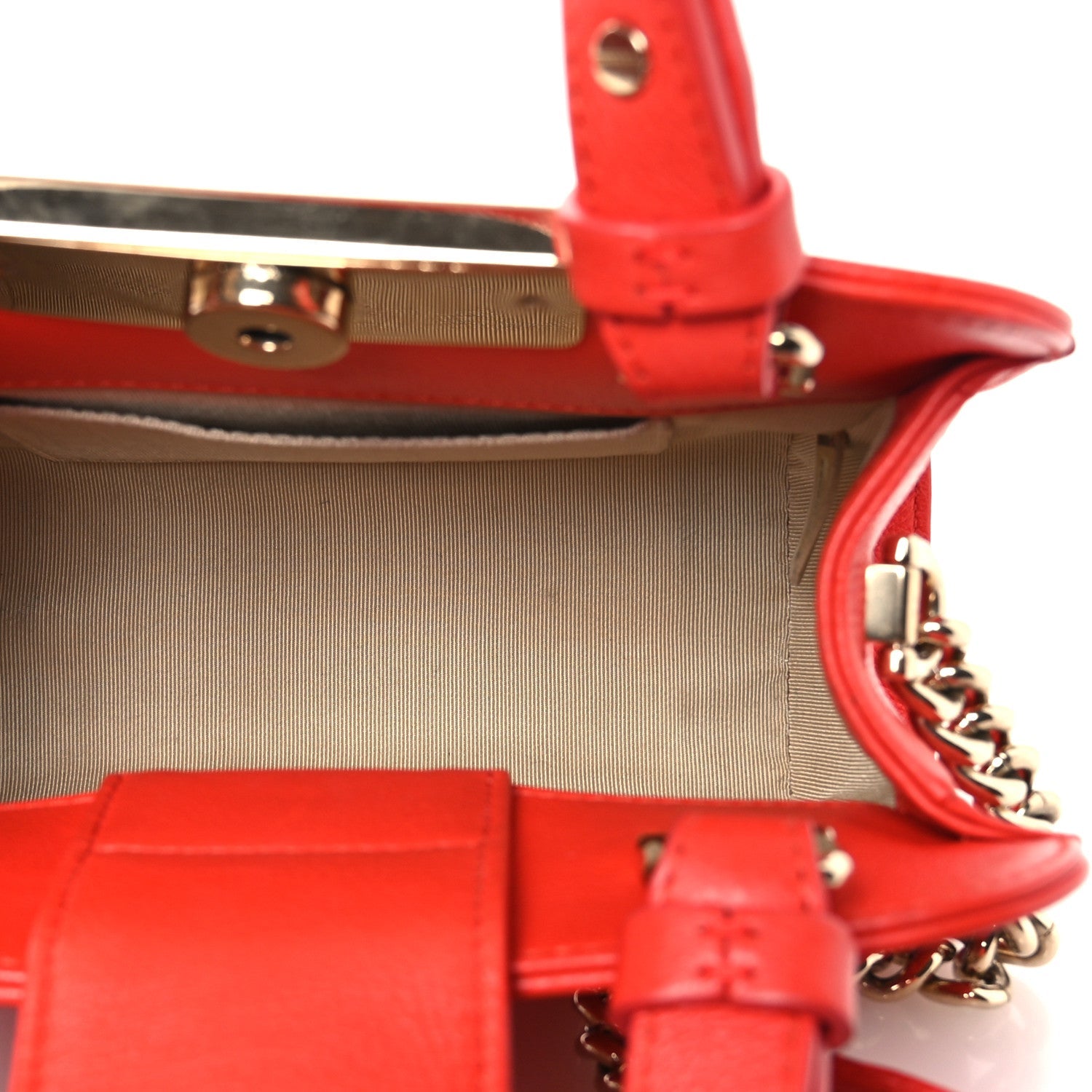 Chanel Grained Calfskin Stitched Mini Label Click Shopper Tote Red