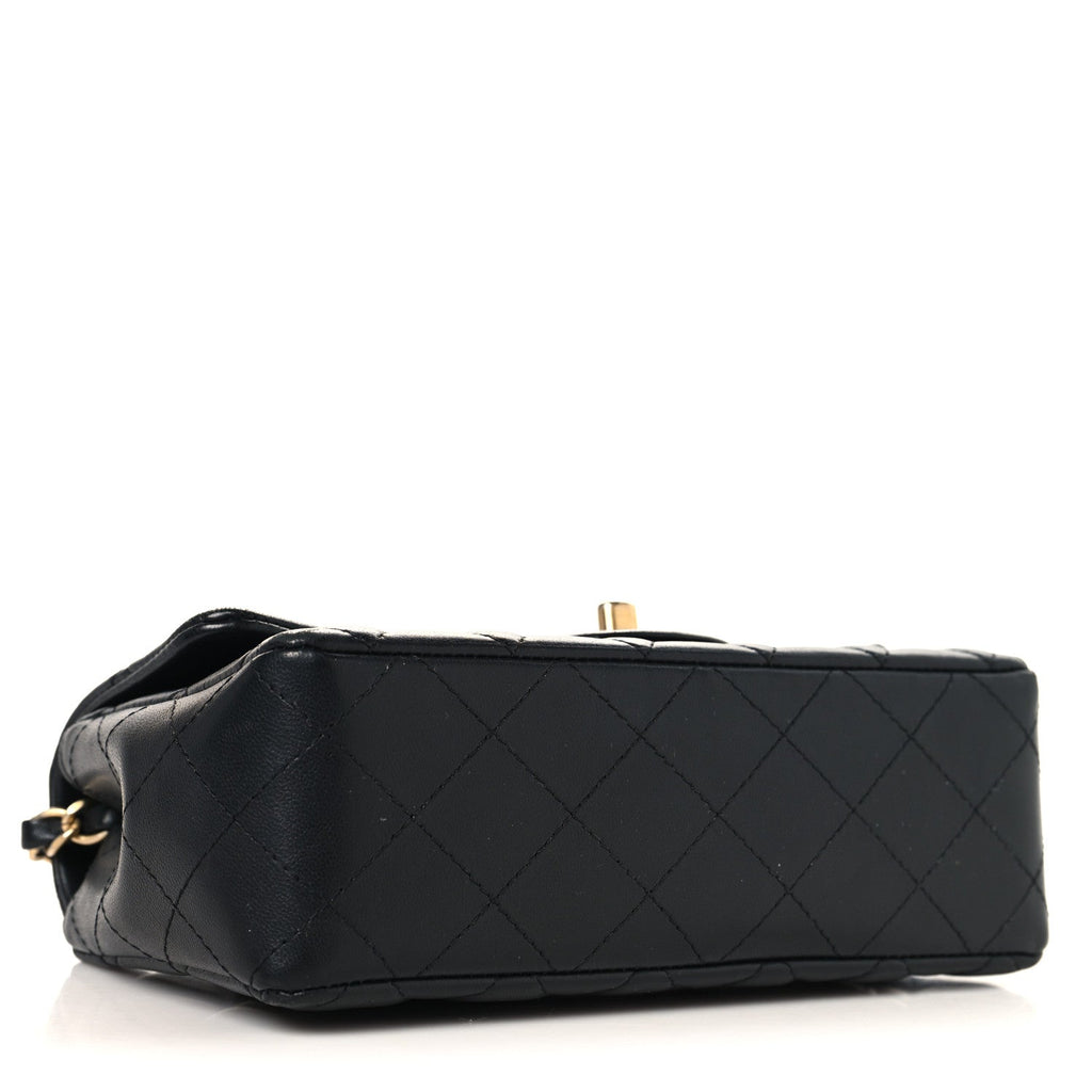 Chanel Lambskin Quilted Mini Rectangular Flap Black