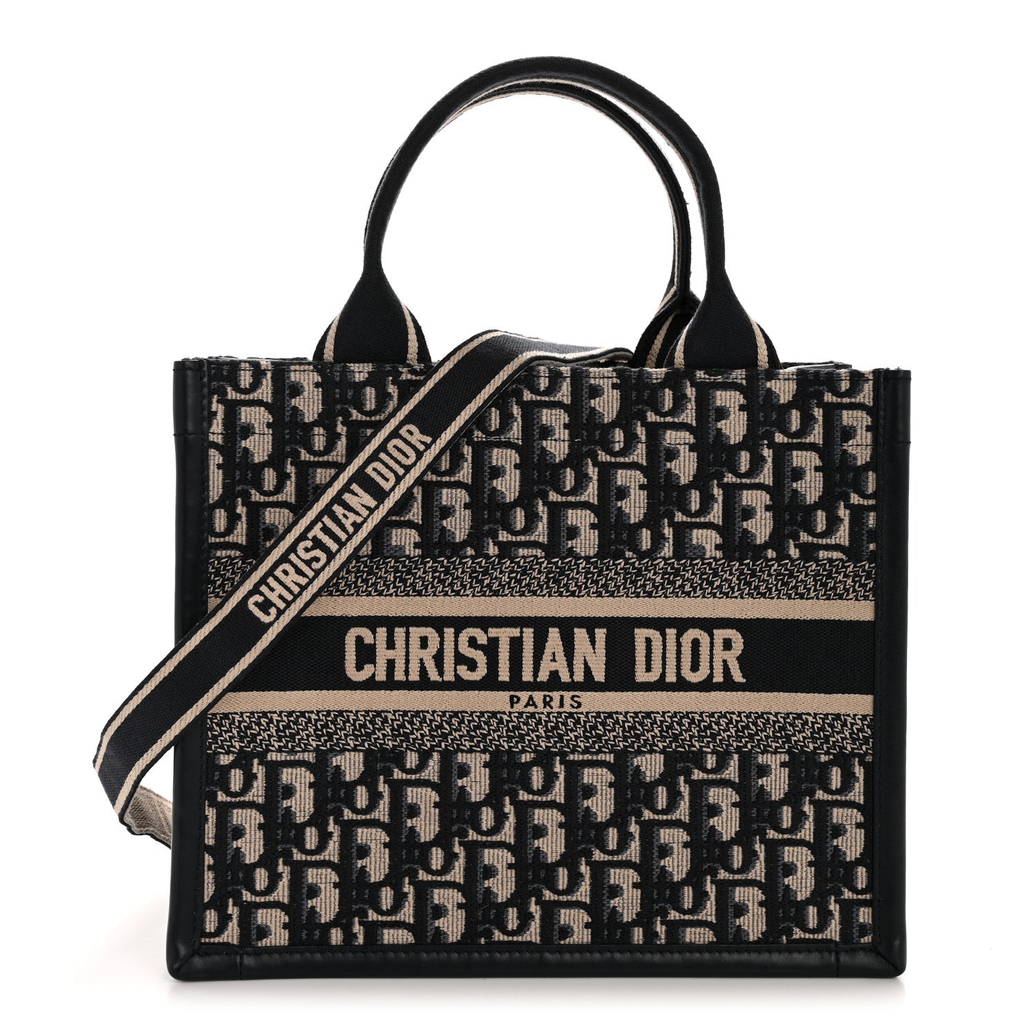 Christian Dior Oblique Calfskin Small Book Tote With Strap Blue Multicolor