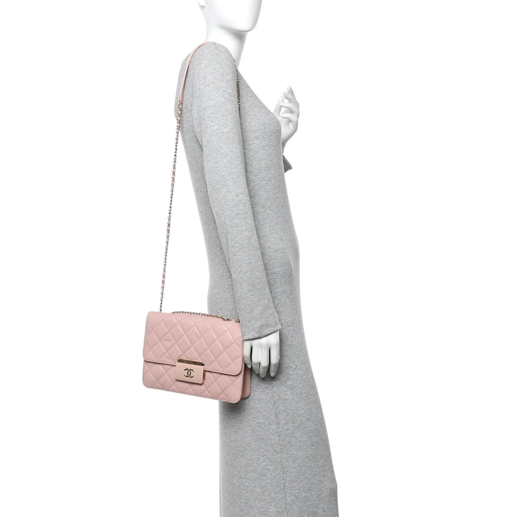 Chanel Sheepskin Quilted Beauty Lock Flap Pink