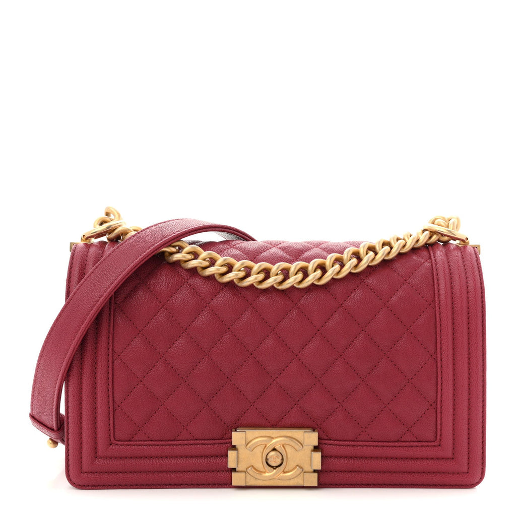 Chanel Caviar Quilted Medium Boy Flap Red