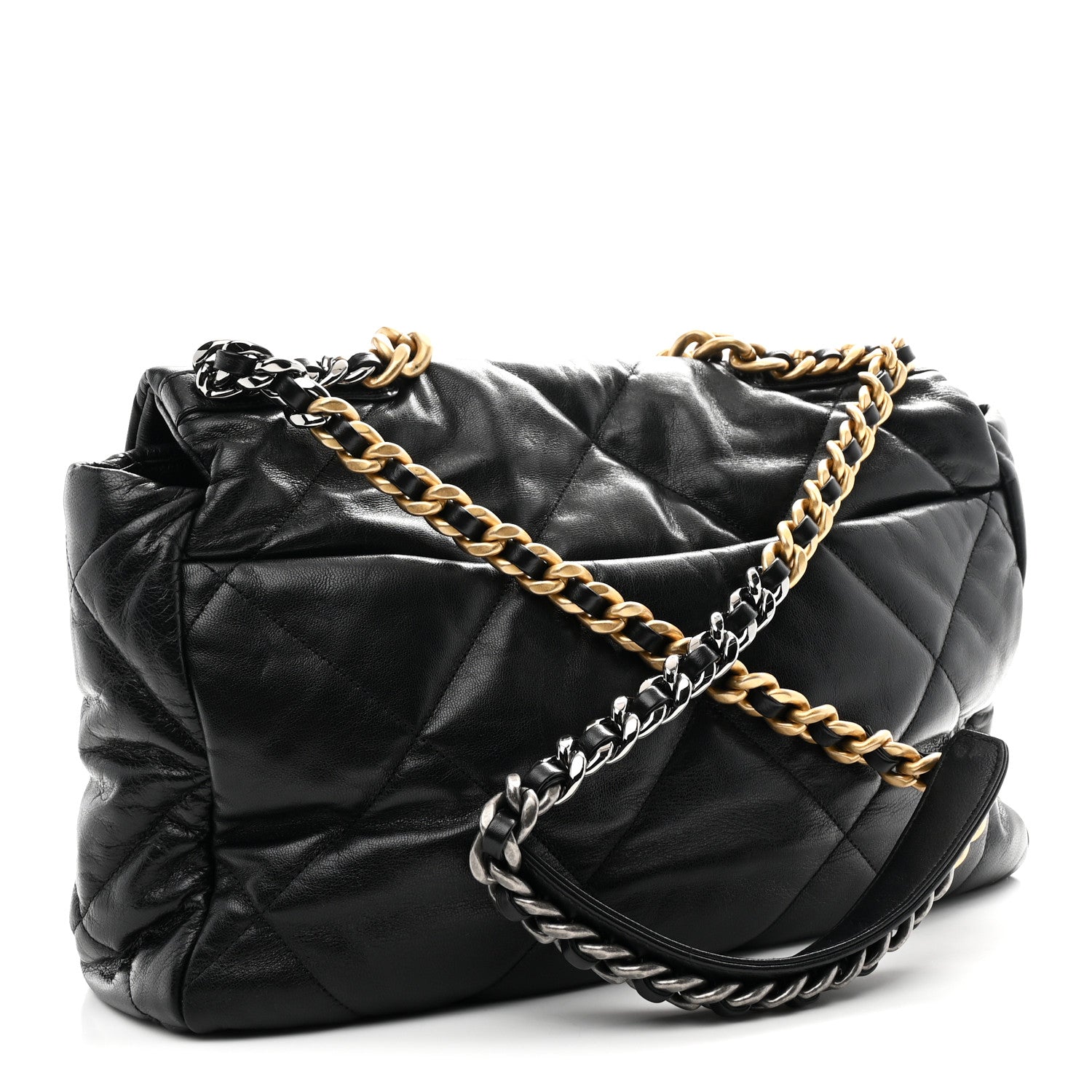 Chanel Goatskin Quilted Maxi Chanel 19 Flap Black