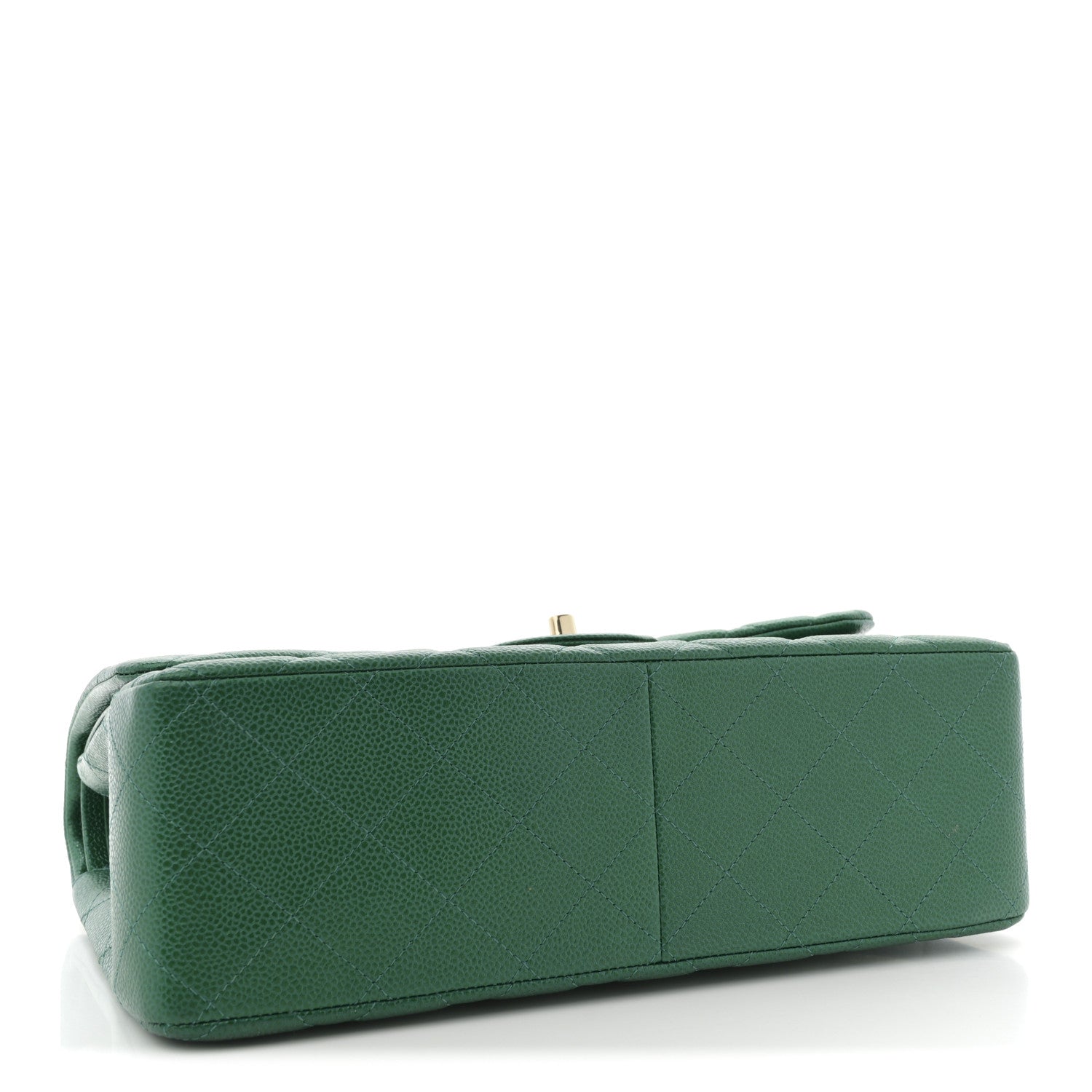 Chanel Metallic Caviar Quilted Jumbo Double Flap Green