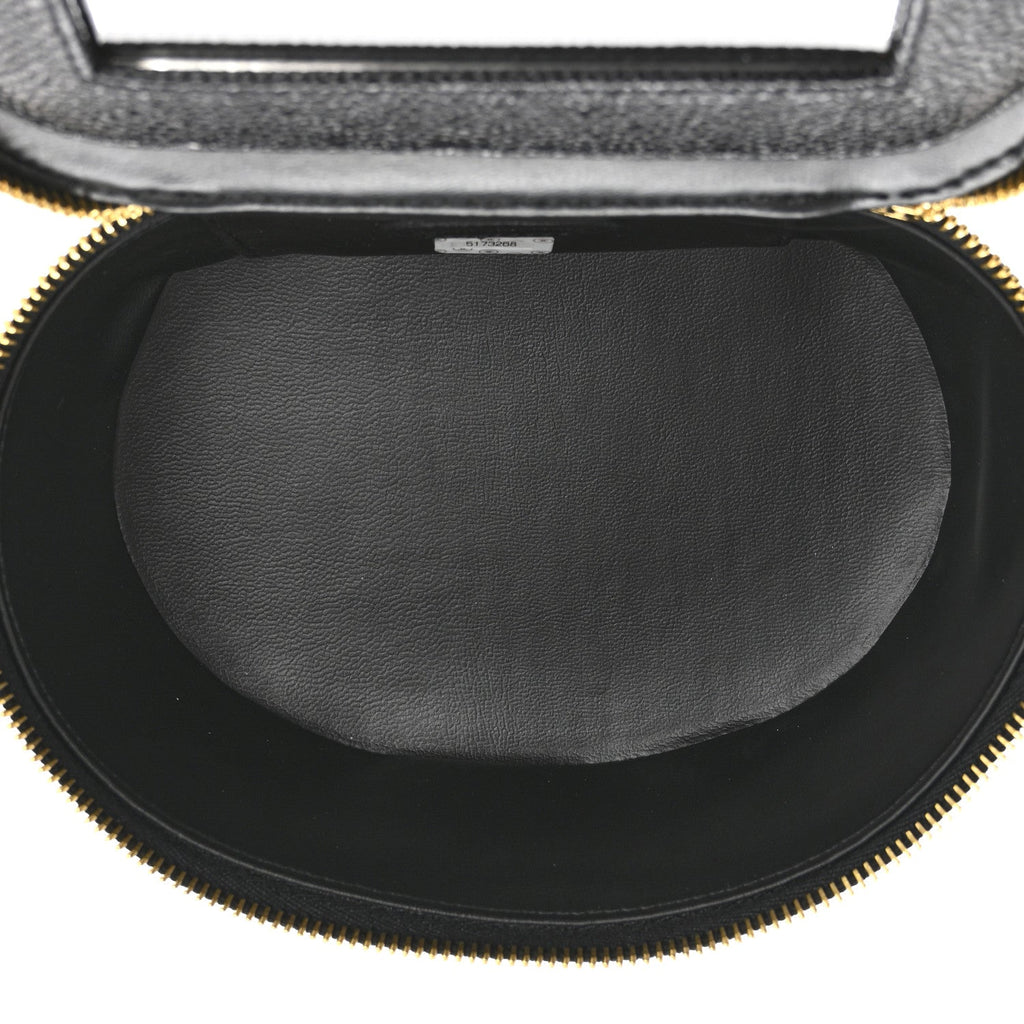 Caviar Round Jewelry Travel Case  Black