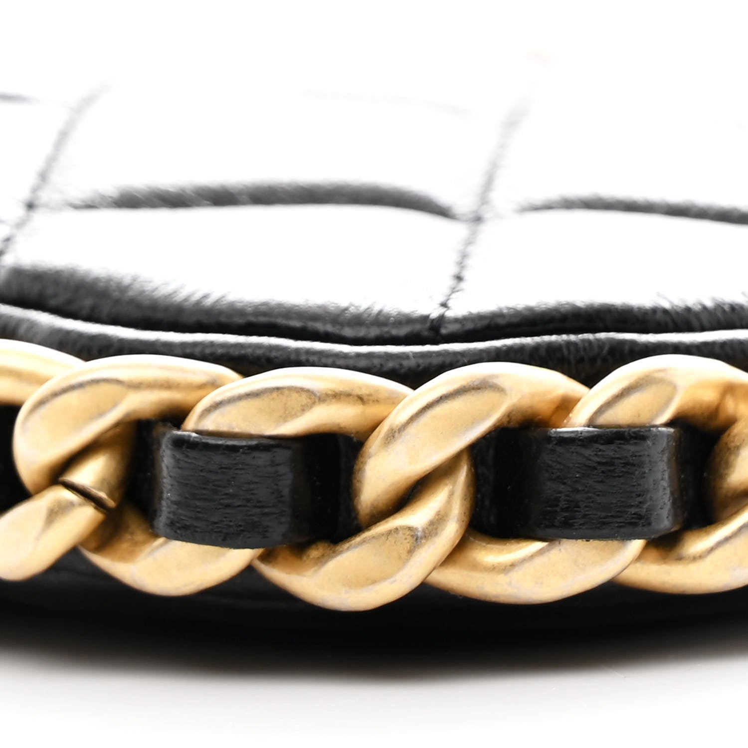 Chanel Lambskin Quilted Chain Around Top Handle Mini Bag Black
