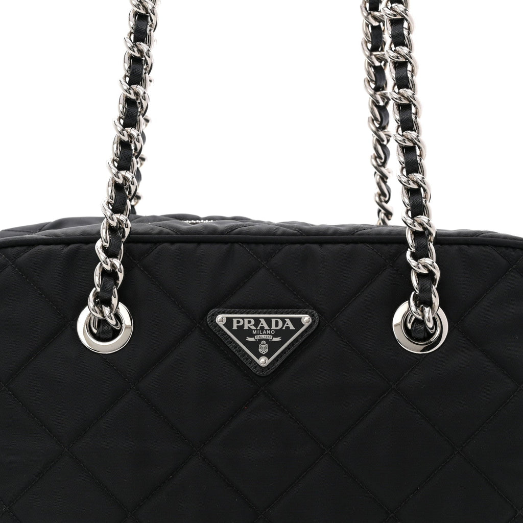 Prada Nylon Tessuto Impuntu Quilted Shoulder Bag Black