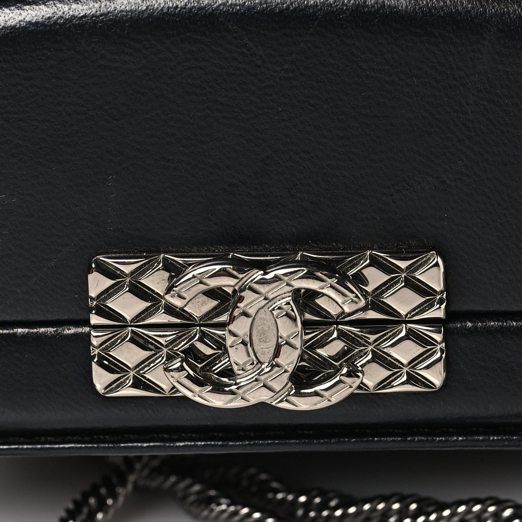 Chanel Crystal Calfskin Minaudiere Clutch Black