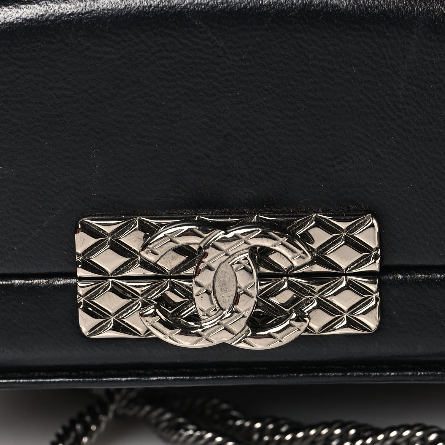 Chanel Crystal Calfskin Minaudiere Clutch Black