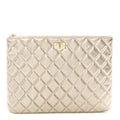 Metallic Aged Calfskin Quilted Medium 2.55 Reissue Cosmetic Case Gold