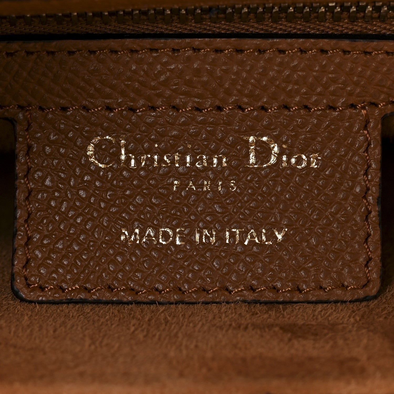 Christian Dior Grained Calfskin Saddle Bag Golden Saddle