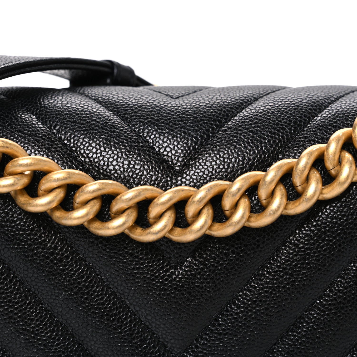 Chanel Caviar Chevron Quilted Medium Boy Flap Black