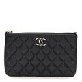 Caviar Quilted Crystal Enamel Cosmetic Case Black
