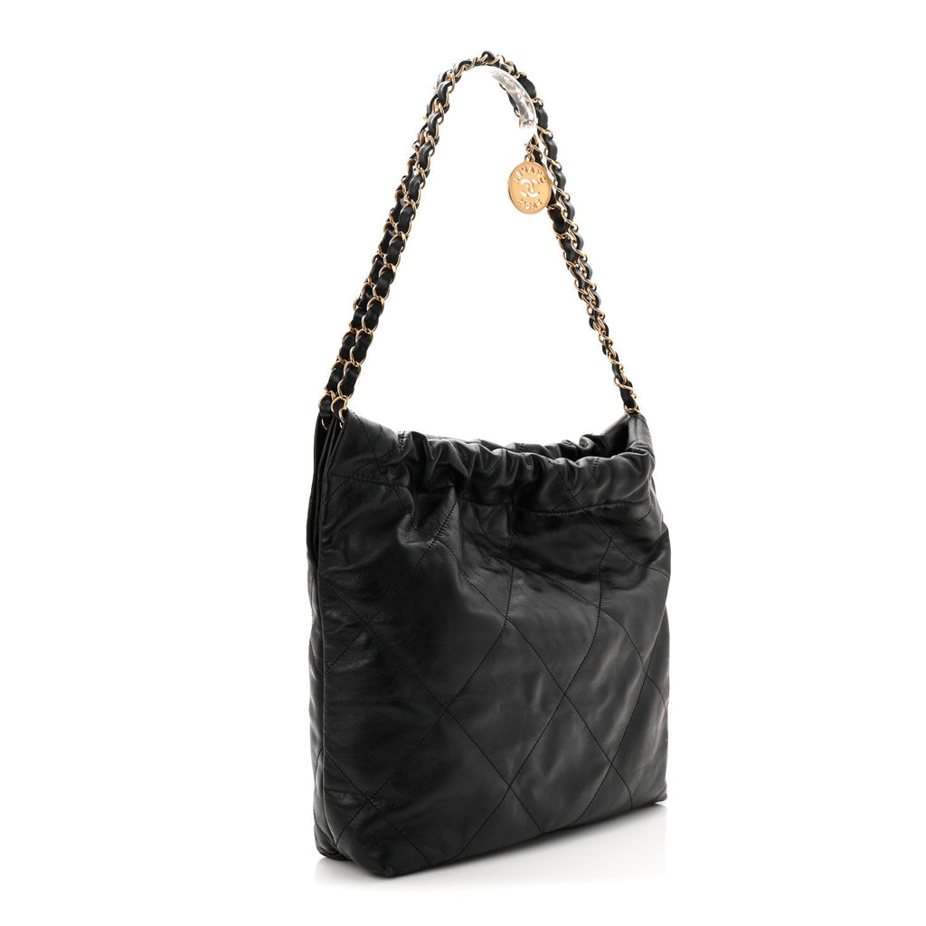 Chanel Shiny Calfskin Quilted Small Chanel 22 Black