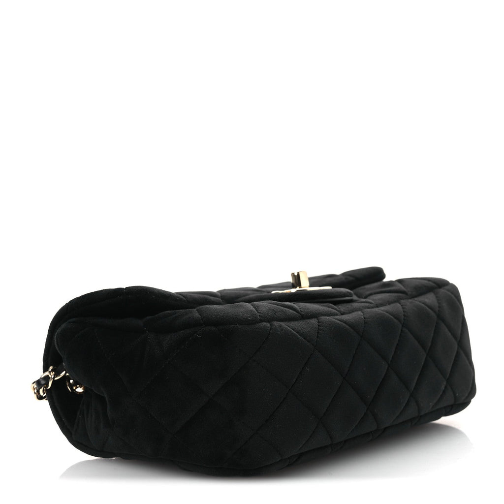 Chanel Velvet Quilted Mini Rectangular Pearl Crush Flap Black