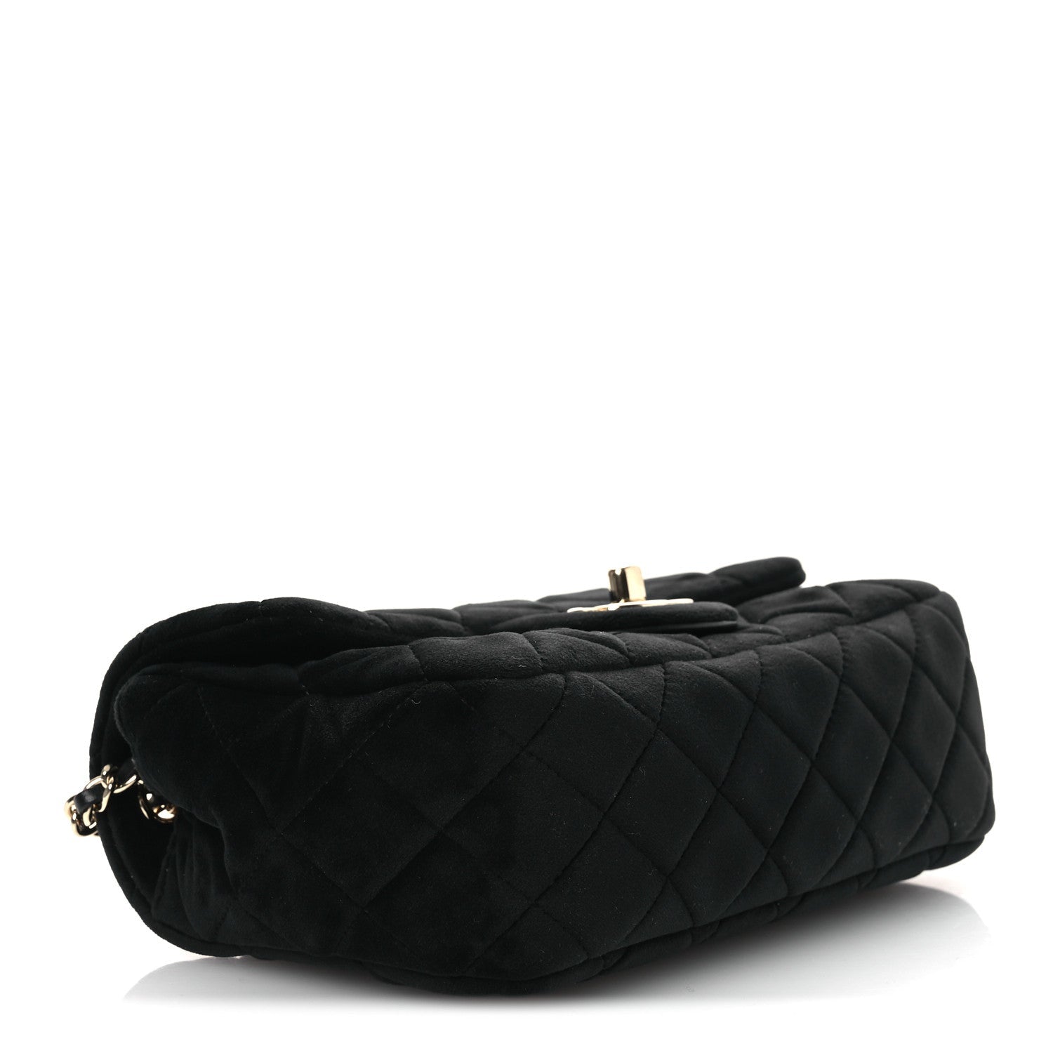 Chanel Velvet Quilted Mini Rectangular Pearl Crush Flap Black