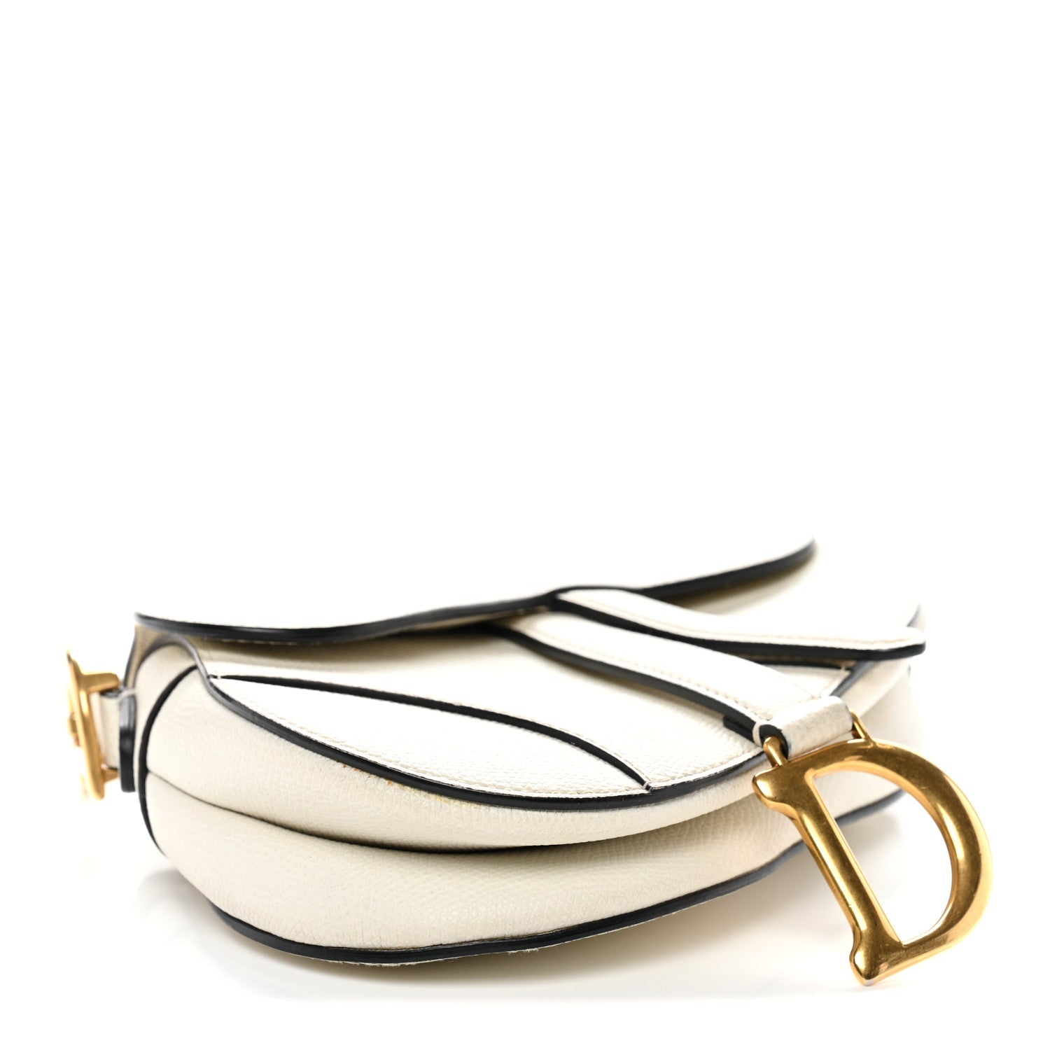Christian Dior Grained Calfskin Mini Saddle Bag White