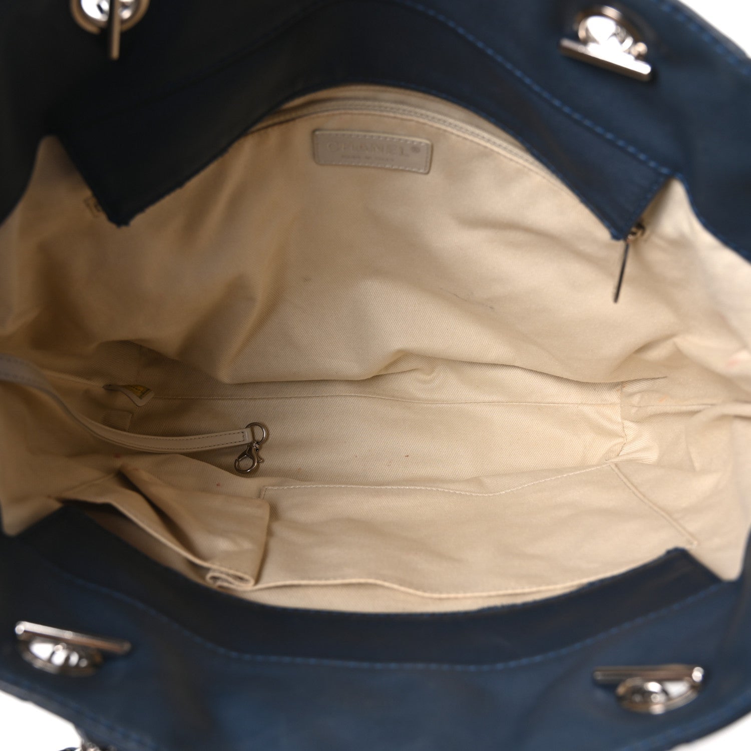 Chanel Calfskin Quilted In The Business North South Tote  Blue