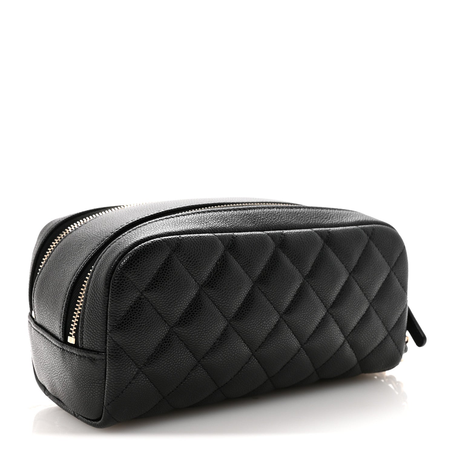 Chanel Caviar Quilted Toiletry Case With Chain Black