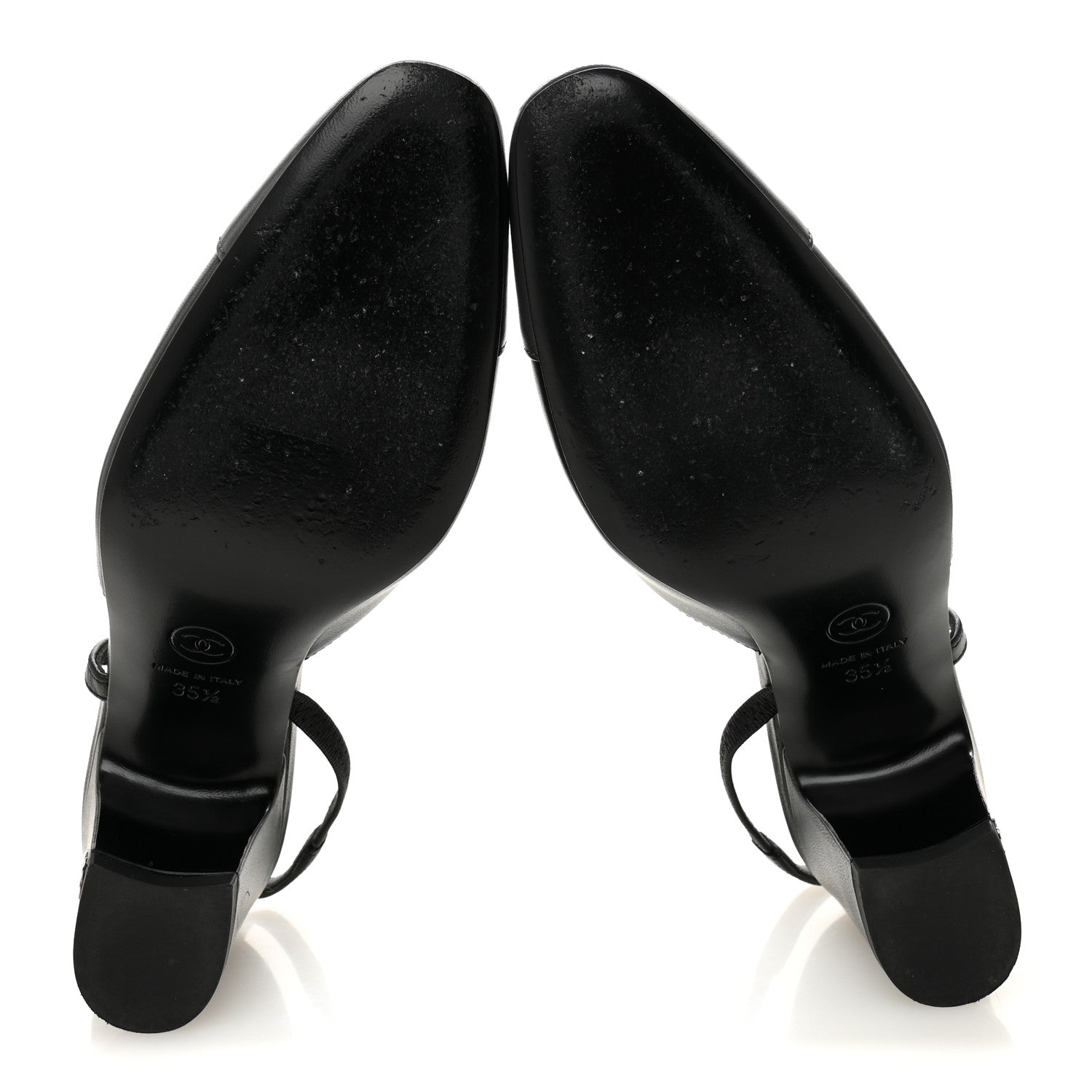 Lambskin Cap Toe CC Slingback Pumps 35.5 Black Dark Grey