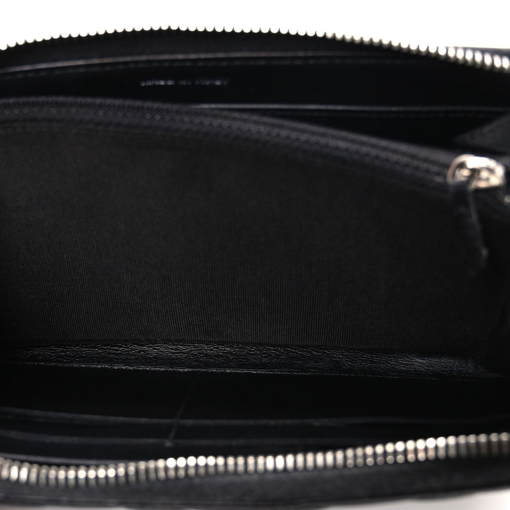 Caviar Quilted Large Gusset Zip Around Wallet Black