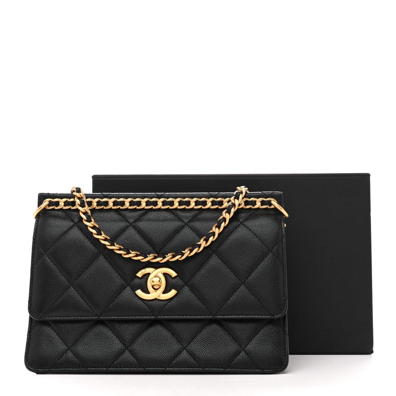 Chanel Caviar Quilted Small Chain Frame Flap Black