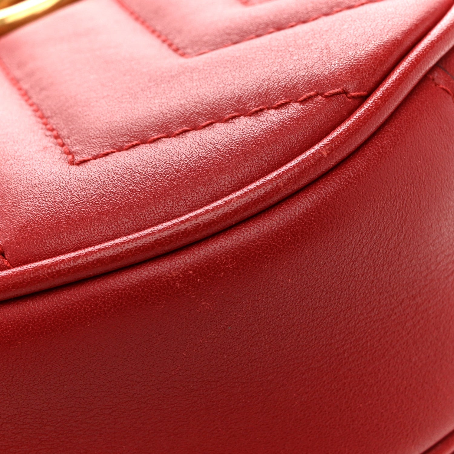 Gucci Calfskin Matelasse GG Marmont Belt Bag 85 34 Hibiscus Red