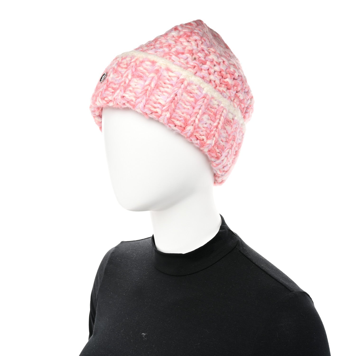 Cashmere Silk CC Beanie Hat M Pink White Lilac
