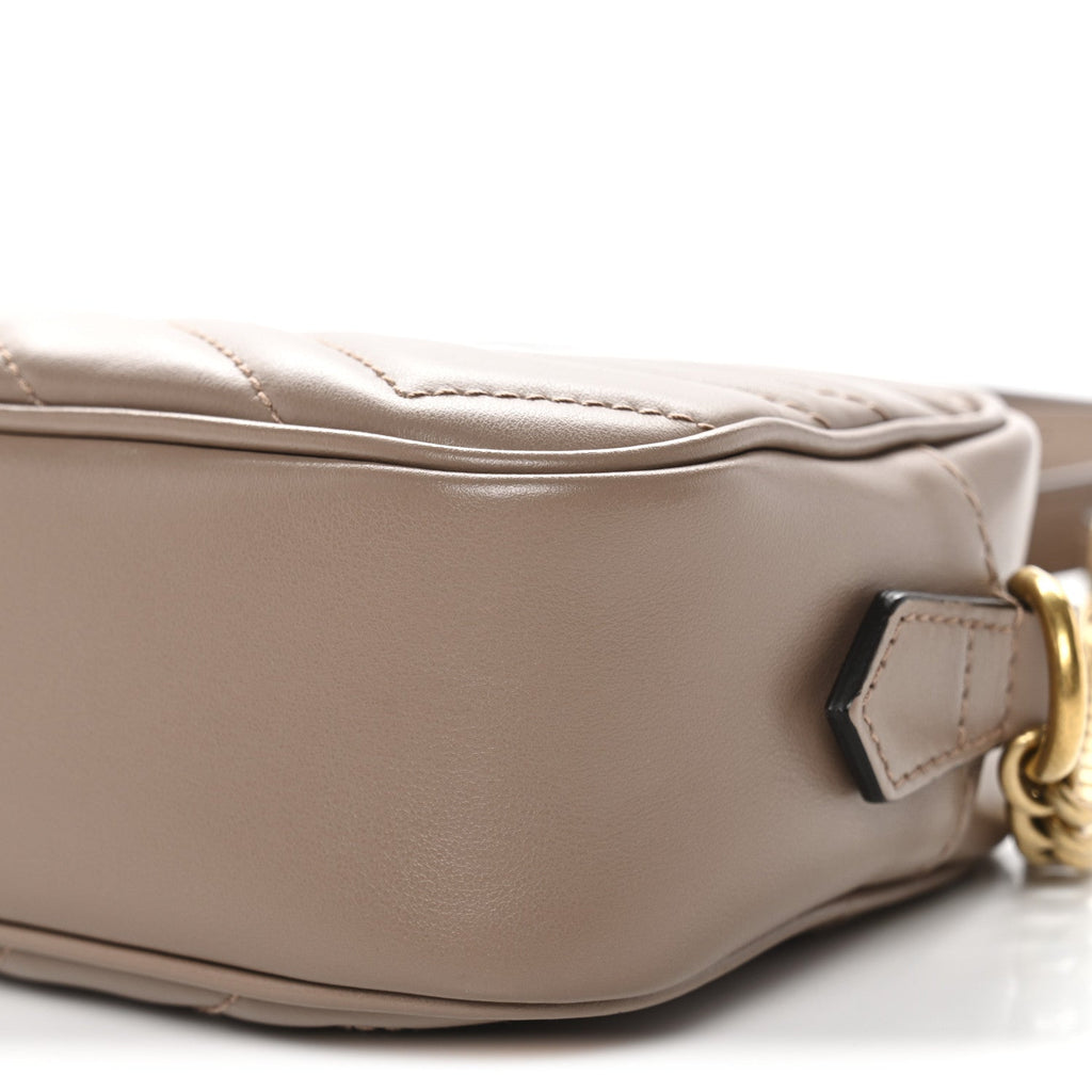 Gucci Calfskin Matelasse Mini GG Marmont Chain Shoulder Bag Porcelain Rose