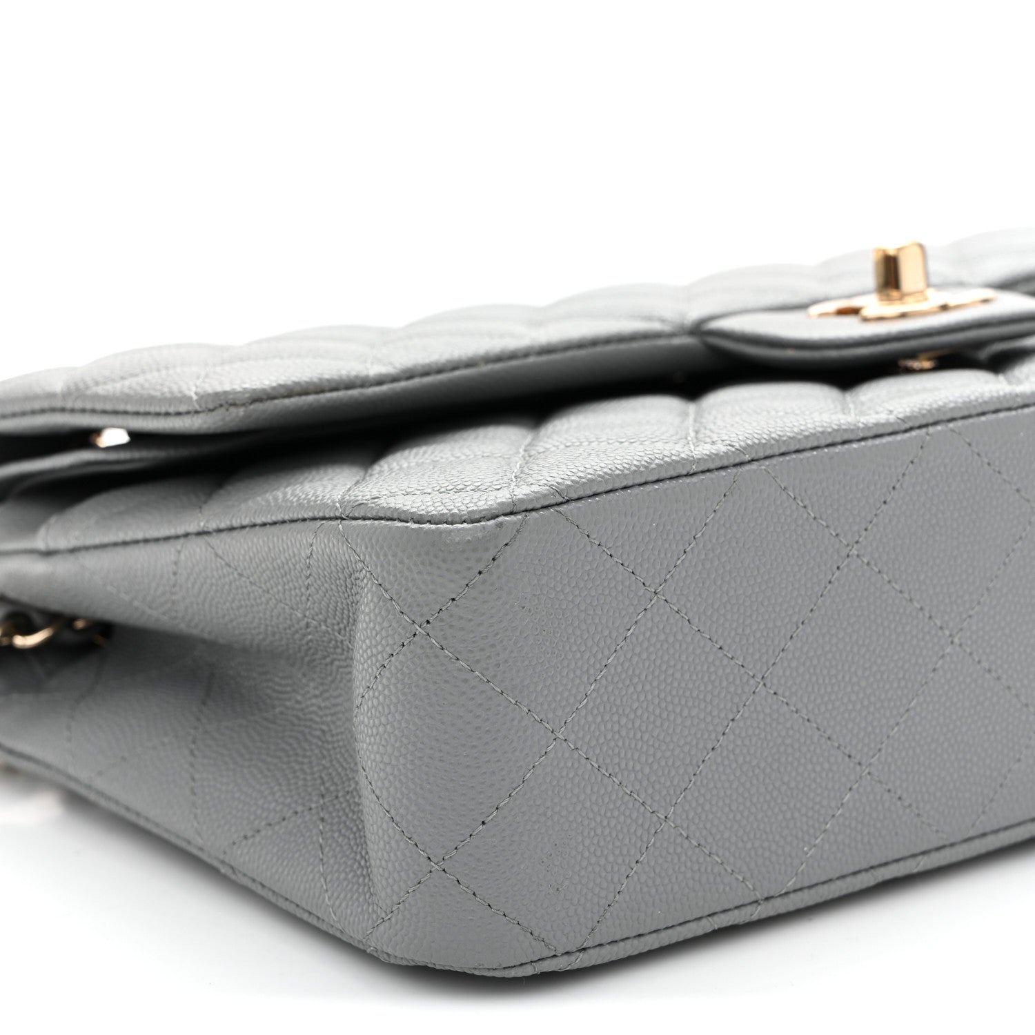 Chanel Caviar Quilted Medium Double Flap Grey