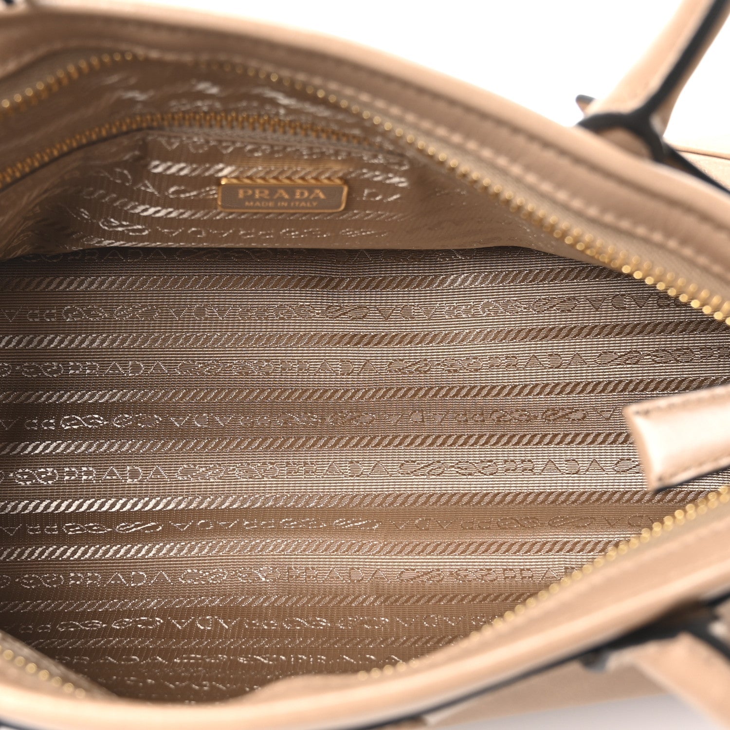 Prada Glossy Calfskin Triangle Medium Bonnie Shoulder Bag Cameo