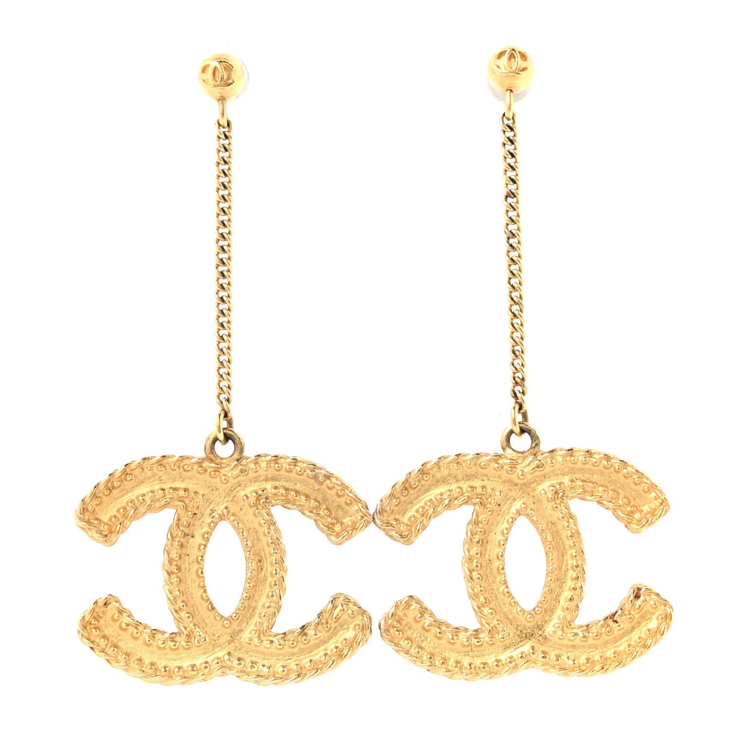 CC Drop Earrings Matte Gold