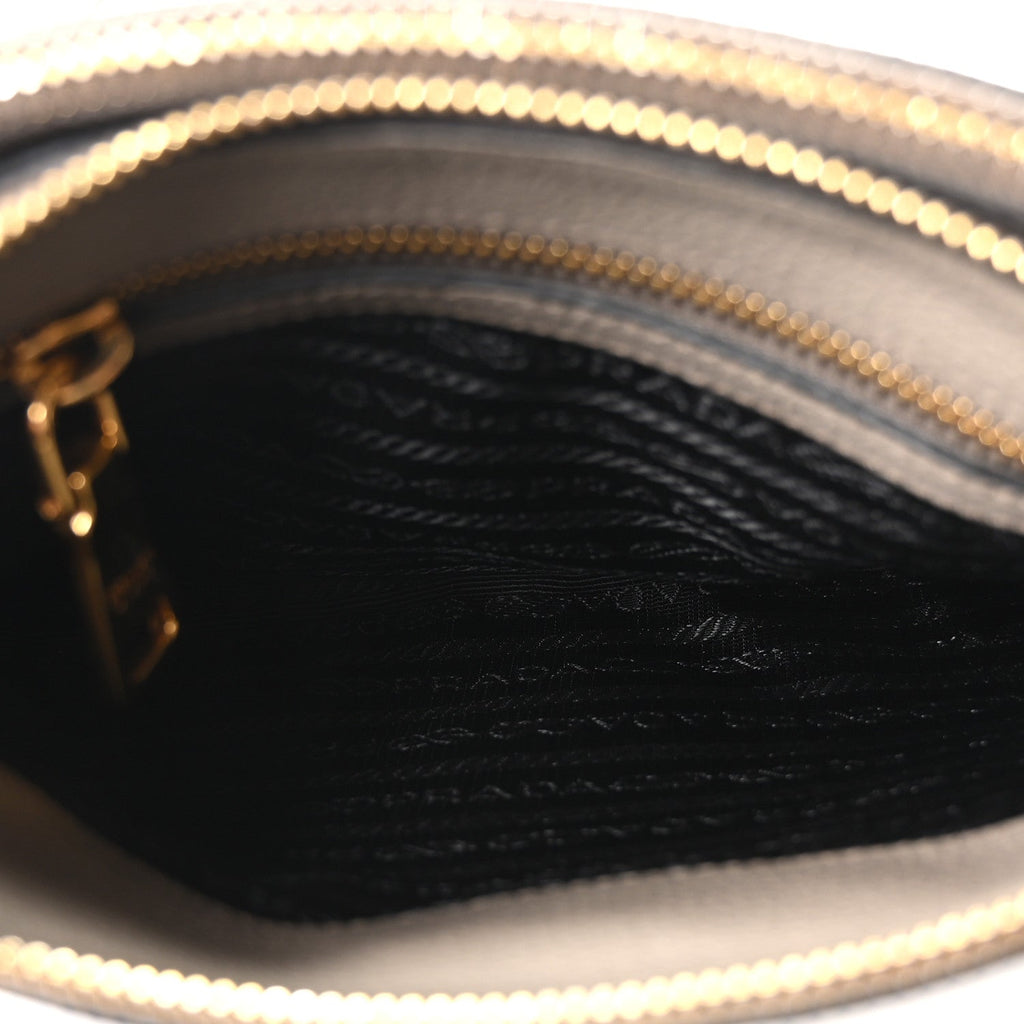 Prada Vitello Phenix Double Zip Crossbody Bag Argilla