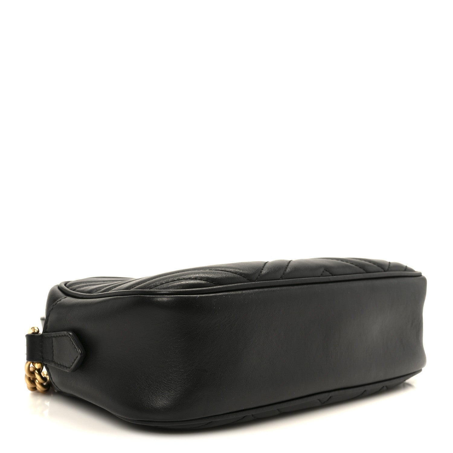 Gucci Calfskin Matelasse Small GG Marmont Chain Shoulder Bag Black