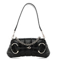 Gucci Nappa Vertical Matelasse Small Maxi Horsebit Chain Shoulder Bag Black