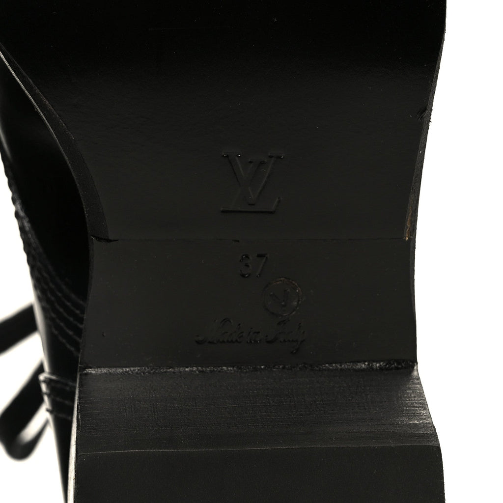 Louis Vuitton Calfskin Monogram Metropolis Flat Ranger Boots 37 Black
