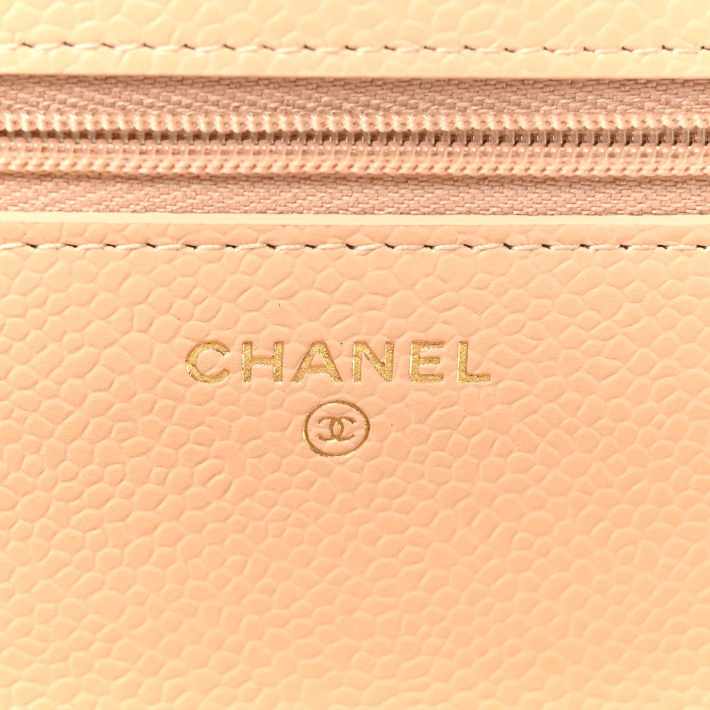 Chanel Caviar Quilted Wallet on Chain WOC Beige