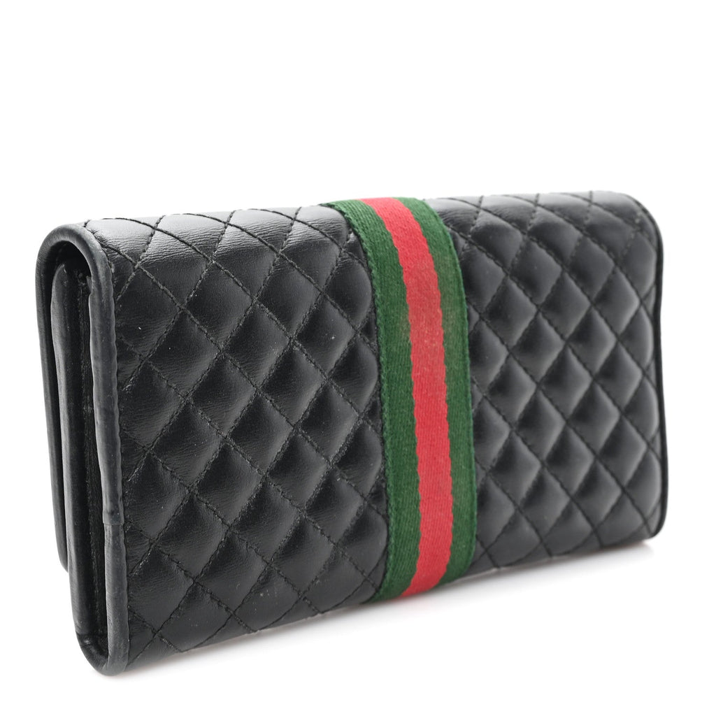 Gucci Calfskin Web Trapuntata GG Continental Wallet Black