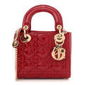 Christian Dior Patent Cannage Mini Lady Dior Red